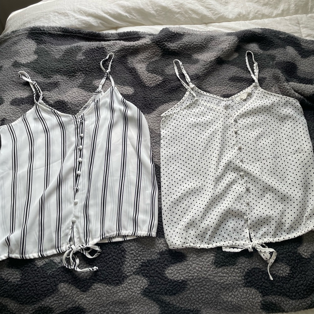 2 Black and White XS Blouses!! *BOTH WORN ONCE